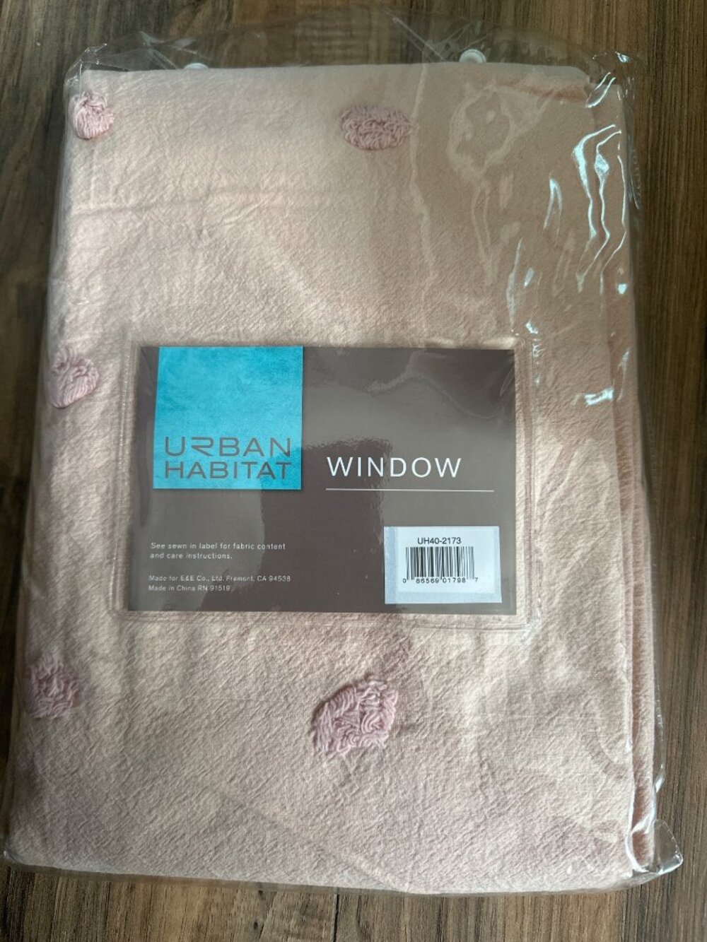 NOS Urban Habitat Pink Chenille Window Curtain Panel Textured Pom Pom Deadstock